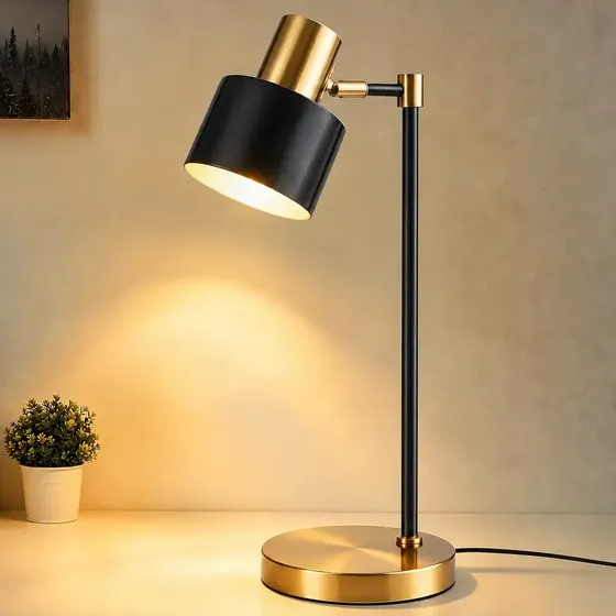 Luminária de Mesa Preta e Dourada